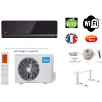 Pack umkehrbare Klimaanlage Mono-Split Midea pure glass 3500w 35m2 + Kit 15 Meter Verlegung komplett wifi integriert a+++ von Midea