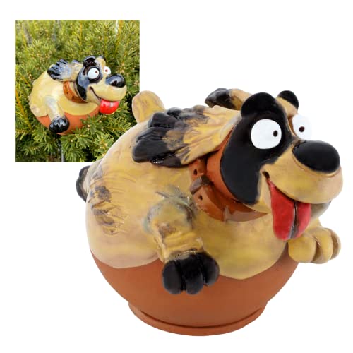 Midene Gartenstecker Keramik Handgefertigt - Gartendeko für Draußen Wetterfest - Garten Deko Keramik - Gartenfiguren & Gartenstatuen - Hund von Midene