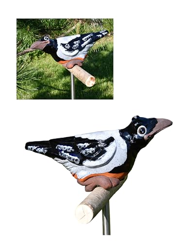 Midene Gartenstecker Keramik Handgefertigt - Gartendeko für Draußen Wetterfest - Garten Deko Keramik - Gartenfiguren & Gartenstatuen - Krähe von Midene