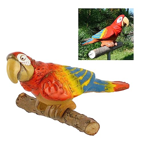 Midene Gartenstecker Keramik Handgefertigt - Gartendeko für Draußen Wetterfest - Garten Deko Keramik - Gartenfiguren & Gartenstatuen - Papagei von Midene