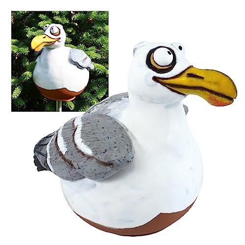 Midene Gartenstecker Keramik Handgefertigt - Gartendeko für Draußen Wetterfest - Garten Deko Keramik - Gartenfiguren & Gartenstatuen - Vogel Möve von Midene