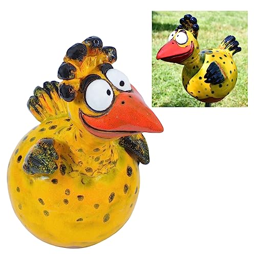 Midene Gartenstecker Keramik Handgefertigt - Gartendeko für Draußen Wetterfest - Garten Deko Keramik - Gartenfiguren & Gartenstatuen - Vogel von Midene
