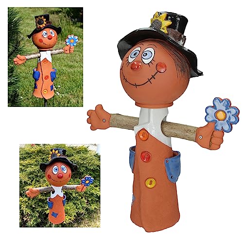 Midene Gartenstecker Keramik Handgefertigt - Gartendeko für Draußen Wetterfest - Garten Deko Keramik - Gartenfiguren & Gartenstatuen - Vogelscheuche GKR109Set von Midene