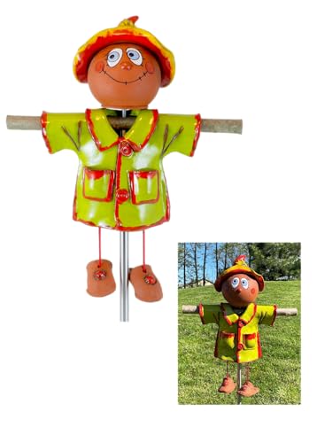 Midene Gartenstecker Keramik Handgefertigt - Gartendeko für Draußen Wetterfest - Garten Deko Keramik - Gartenfiguren & Gartenstatuen - Vogelscheuche von Midene