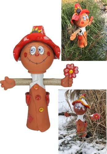 Midene Gartenstecker Keramik Handgefertigt - Gartendeko für Draußen Wetterfest - Garten Deko Keramik - Gartenfiguren & Gartenstatuen - Vogelscheuche von Midene