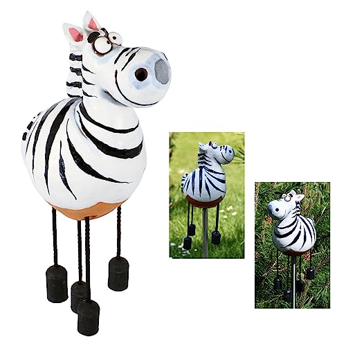 Midene Gartenstecker Keramik Handgefertigt - Gartendeko für Draußen Wetterfest - Garten Deko Keramik - Gartenfiguren & Gartenstatuen - Zebra von Midene