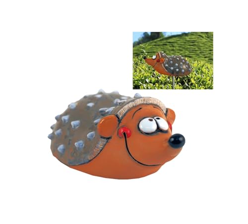 Midene Gartenstecker Keramik Handgefertigt - Gartendeko für Draußen Wetterfest - Garten Deko Keramik - Tier Gartenfiguren & Gartenstatuen - Igel von Midene