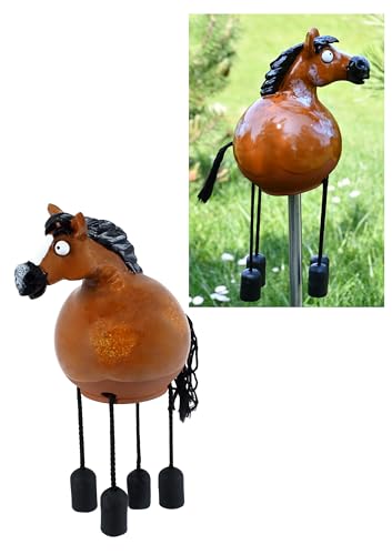 Midene Gartenstecker Keramik Handgefertigt - Gartendeko für Draußen Wetterfest - Garten Deko Keramik - Tier Gartenfiguren & Gartenstatuen - Pferd von Midene