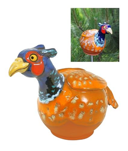 Midene Gartenstecker Keramik Handgefertigt - Gartendeko für Draußen Wetterfest - Garten Deko Keramik - Vogel Gartenfiguren & Gartenstatuen - Fasan von Midene