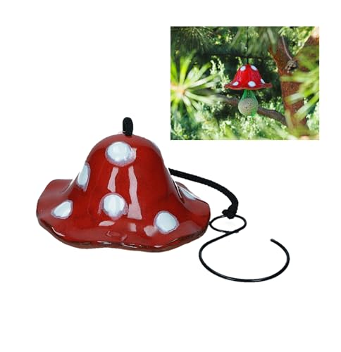 Midene Gartenstecker Keramik Handgefertigt - Gartendeko für Draußen Wetterfest - Garten Deko Keramik - Vogelfütterer Gartenfiguren & Gartenstatuen - Vogelfutterspender Pilz Mini von Midene
