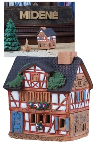 Midene Keramik Village Houses Collection - Handgemachte Sammlerstück Miniatur des historischen Hauses in Lauterbach Deutschland - Kegel-Räucherhalter - Keramik Räuchergefäß S19-3 von Midene