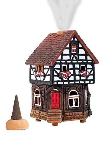 Midene Keramik Village Houses Collection - Handgemachte Sammlerstück Miniatur des historischen Hauses in Lauterbach Deutschland - Kegel-Räucherhalter - Keramik Räuchergefäß S19-6 von Midene