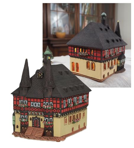 Midene Keramik Aroma Lichthaus, Handarbeit, Künstlerische Miniature, Historisches Rathaus in Wernigerode, Deutschland, B314N von Midene