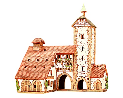Midene Keramik Aroma Lichthaus, Handarbeit, Künstlerische Miniature, Historisches Storchenturm in Zell am Harmersbach, Schwarzwald, Deutschland, D249N von Midene