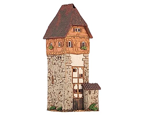 Midene Keramik Aroma Lichthaus, Handarbeit, Künstlerisches Miniatur, Altes Historisches Turm in Dinkelsbühl, Deutschland, B310N von Midene