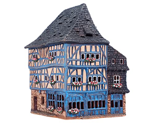Midene Keramik Aroma Lichthaus, Handarbeit, Künstlerisches Miniatur, Historisches Altes Haus in Dinan, Bretagne, Frankreich, C341AR von Midene