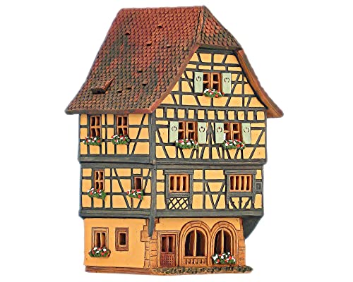 Midene Keramik Aroma Lichthaus, Handarbeit, Künstlerisches Miniatur, Historisches Altes Haus in Obernai, Elsass, Frankreich, C314AR von Midene