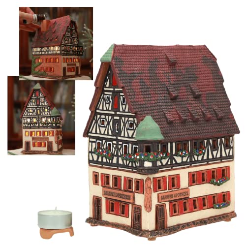 Midene Keramik Aroma Lichthaus, Teellichthalter, Künstlerisches Miniatur, Marien Apotheke in Rothenburg, Deutschland, B236AR von Midene