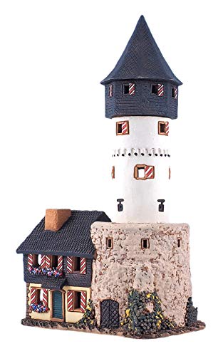 Midene Keramik Aroma Lichthaus, Handarbeit, Künstlerische Miniature, Historisches Friedberger Turm in Frankfurt, Deutschland, C334N von Midene