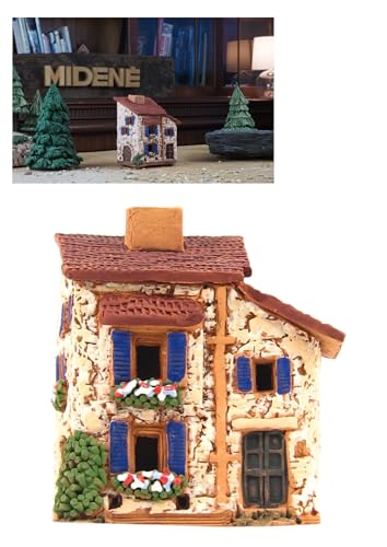 Midene Keramik-Kerzenhalter Mediterranes Haus in Frankreich Handgefertigt S12-1 klein von Midene