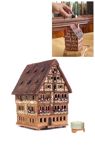 Midene Keramik Lichthaus, Handarbeit, Künstlerisches Miniatur Deutsches Haus in Dinkelsbühl, Deutschland, A230AR von Midene