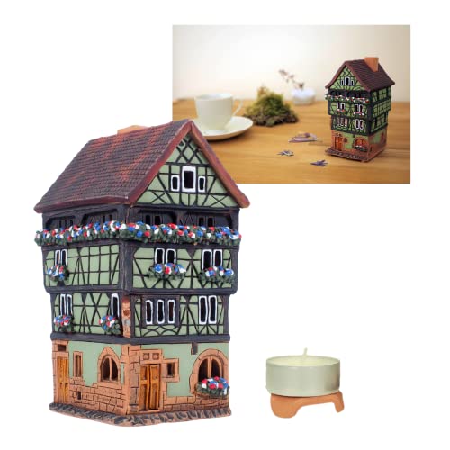 Midene Keramik Lichthaus, Handarbeit, Künstlerisches Miniatur Historisches Haus in Colmar, Elsass, A249AR-G von Midene