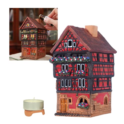 Midene Keramik Lichthaus, Handarbeit, Künstlerisches Miniatur Historisches Haus in Colmar, Elsass, A249AR-R von Midene