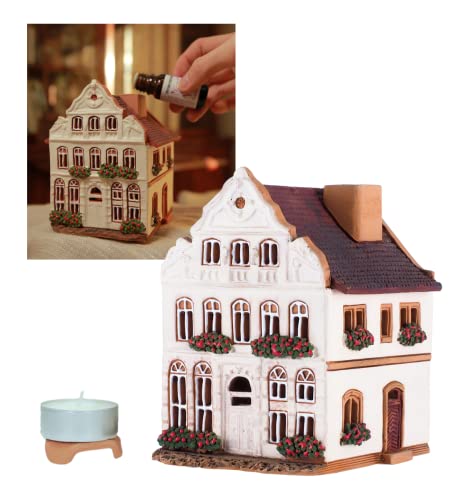 Midene Keramik Lichthaus, Handarbeit, Künstlerisches Miniatur des Historischen Buddenbrock Haus in Lübeck, Deutschland, A255AR von Midene