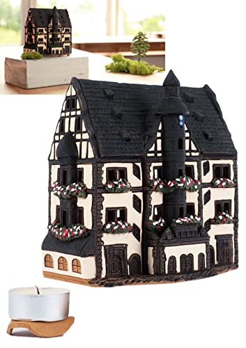 Midene Keramik Lichthaus, Handarbeit, Künstlerisches Miniatur des Historischen Rathaus in Schweinfurt, Deutschland, A210N von Midene