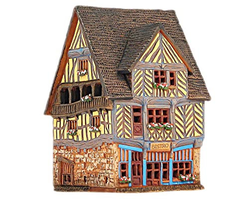 Midene Keramik Teelichthaus, Handarbeit, Künstlerisches Miniatur, Altes Historisches Haus in Rennes, Bretagne, Frankreich, C306AR von Midene