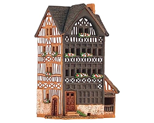 Midene Keramik Teelichthaus, Handarbeit, Künstlerisches Miniatur, Altes Historisches Haus in Rouen, Frankreich, B302AR von Midene