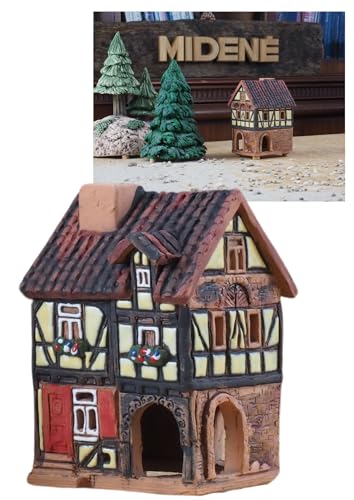 Midene Keramik Village Houses Collection - Handgemachte Sammlerstück Miniatur des historischen Hauses in Lauterbach Deutschland - Kegel-Räucherhalter - Keramik Räuchergefäß S19-2 von Midene