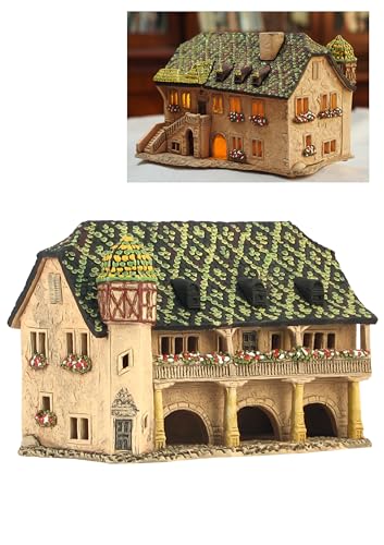 Midene Keramikhäuser Kollektion - Sammelbare handgefertigte Miniatur des historischen Hauses Zollhaus in Colmar, Elsass, Frankreich - Teelicht-Kerzenhalter, Brenner für ätherische Öle C373AR* von Midene