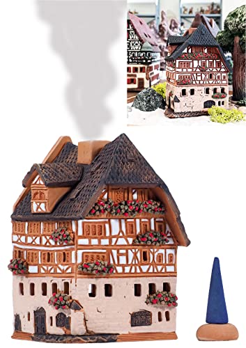 Midene Keramik Weihnachten Dorfhäuser Kollektion - Handgemachte Miniatur des historischen Dürers Haus in Nürnberg Deutschland - Kerze, Räucherkegel Räucherstäbchenhalter R250 von Midene