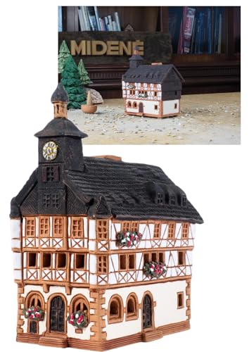 Midene Räucherstäbchenhalter aus Keramik, Kegelform, Raumdekoration, handgefertigtes Sammlerstück, Miniatur-Rathaus in Heppenheim, Deutschland R336 von Midene
