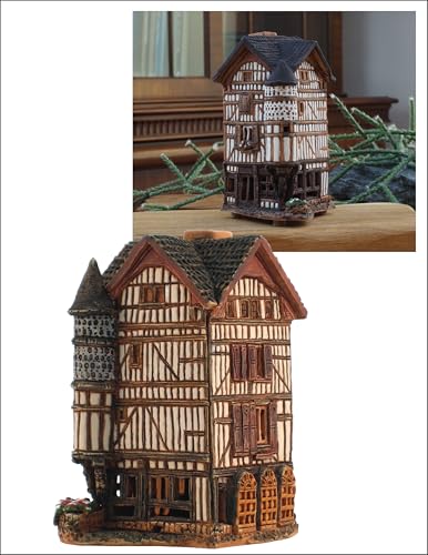 R309 Räucherstäbchenhalter aus Keramik, Raumdekoration, Sammlerstück, Miniaturnachbildung des historischen Hauses in Troyes von Midene