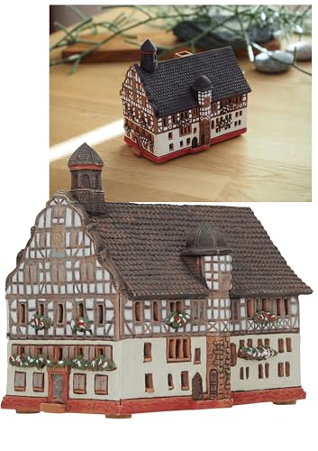 Räucherkegel aus Keramik | Raumdekoration | Sammlerstück Miniaturnachbildung des original Rathaus in Butzbach | R254 von Midene