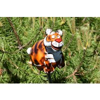 Beetstecker Tiger Keramik Gartenstecker Frostsicher Rasenstecker Gartenkugel Handgemacht Handbemalt Von Midene Art Studio von MideneArtStudio
