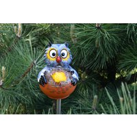 Eule Gartenstecker Keramik Vogel Frostfest Handgemacht Handbemalt Gartenkugel Gkw28 Midene von MideneArtStudio