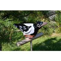 Gartenstecker Vogel Figur Keramik Krähe Frostfest Midene von MideneArtStudio