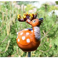 Hirsch Keramik Gartendeko Gartenstecker Reh Frostsicher Deko Handgemacht Handbemalt Gartenkunst Gartenkugel Midene von MideneArtStudio