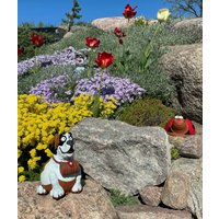 Keramik Gartenstecker Für Hund, Gartenstecker, Hundefigur, Gkw21, Midene, Frostsicher, Handgefertigter Rasenstecker von MideneArtStudio