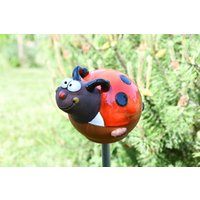 Keramik Gartenstecker Marienkäfer Frostsicher Keramikschmuck Handbemalt Midene Gkr65 von MideneArtStudio