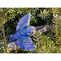 Keramik Vogel Gartenstecker Vogelfigur Gartendekoration Eisvogel Frostfest Gk604-1 Midene von MideneArtStudio