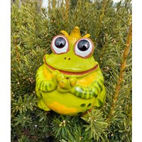 Midene Keramik Frosch Gartendeko Froschkönig Gartenstecker Frostsicher Handmade Handgemalter Rasenstecker Gartenfrosch Gartenkugel von MideneArtStudio