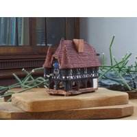 Midene Keramik Haus Kegel Räucherstäbchen Halter Handgemachtes Sammler Miniatur Des Ursprünglichen Rathauses in Michelstadt R272 Winziges Mini von MideneArtStudio