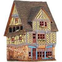 Midene Keramik Haus Teelicht Kerzenhalter Wohn Dekor Sammlerstück Tonhaus Miniatur Replik Des Alten Hauses in Rennes C306 von MideneArtStudio