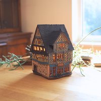 Handgefertigtes Keramikhaus Teelichthalter Rennes Miniature Replica von MideneArtStudio