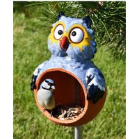Vogelfutterhaus Eule Keramik Gartenstecker Gartendeko Midene von MideneArtStudio