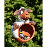 Vogelhäuschen Schaf Keramik Gartendeko Gartenstecker von MideneArtStudio
